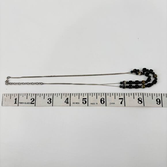 Monet Vintage Green Beaded‎ Double Strand Necklace – 18" Signed Silver-Tone - Picture 5 of 6